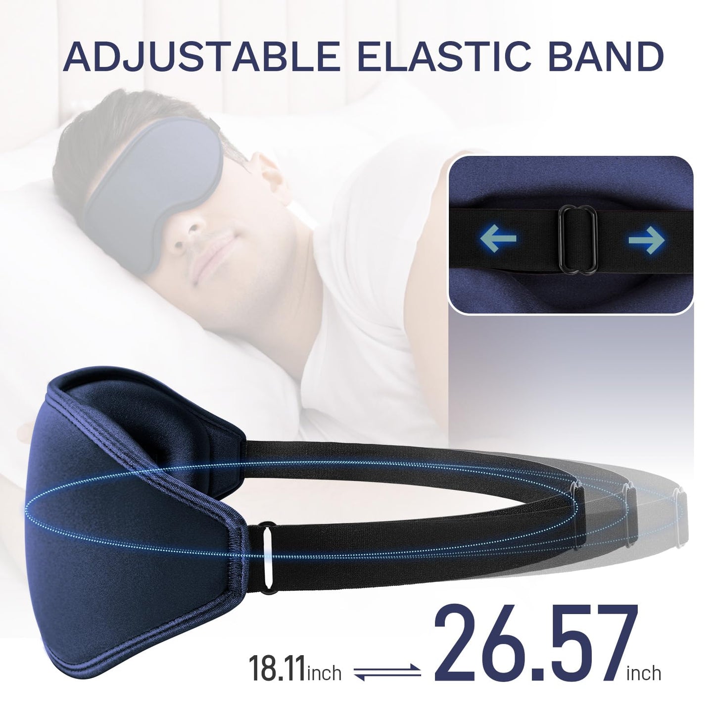 FlyCoco 3D Contoured Sleep Mask that Blocks 99% of Light (Dark Blue)