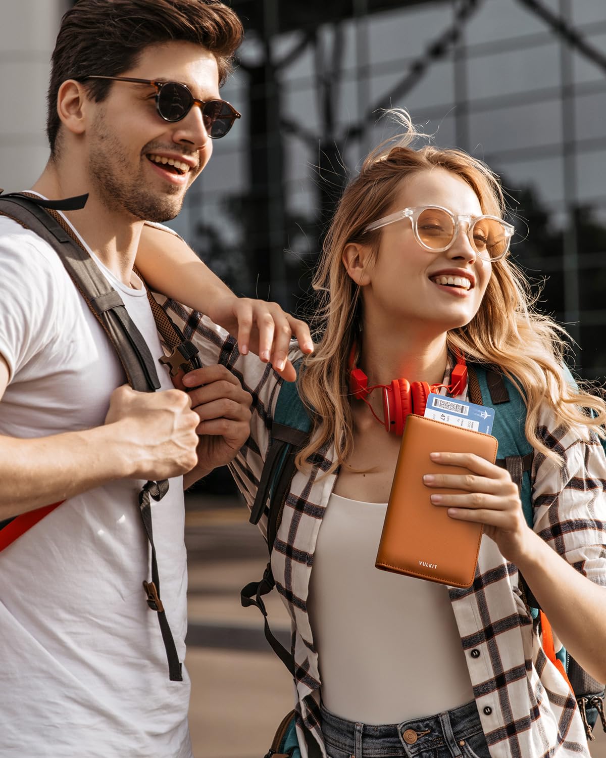 VULKIT Passport Holder Wallet Genuine Leather Top Grade RFID Blocking Travel Wallet for Men & Women