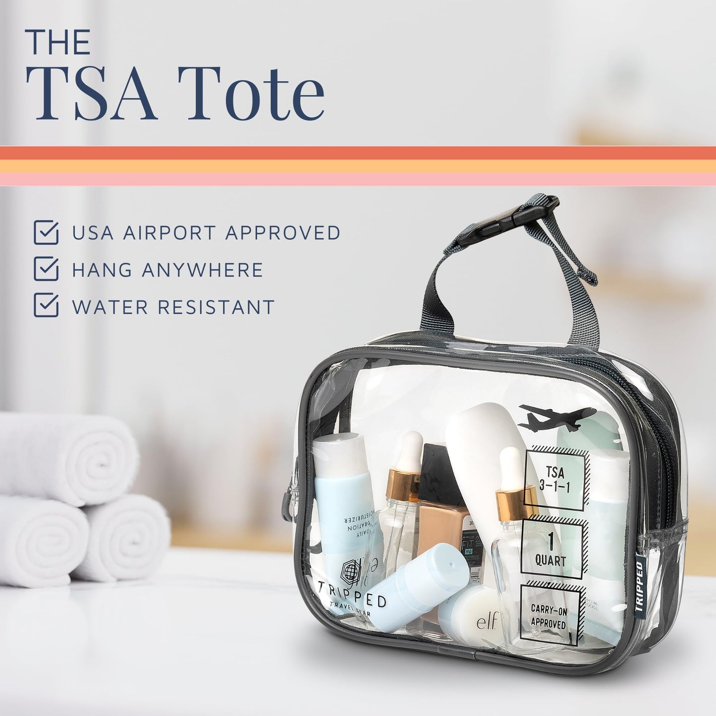 Versatile Travel Toiletry Bag Set with TSA Liquid Bag and Organizer (Dusty Rose)