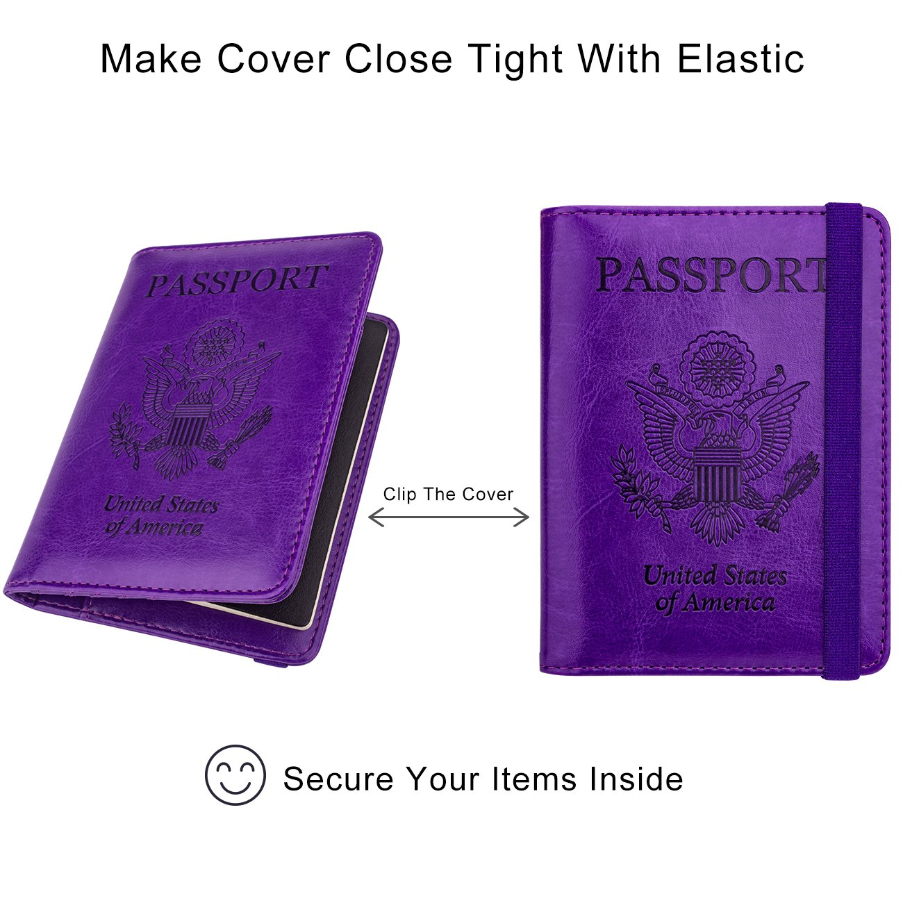 Travel Passport Wallet with RFID Shielding and Pen Slot (Purple)