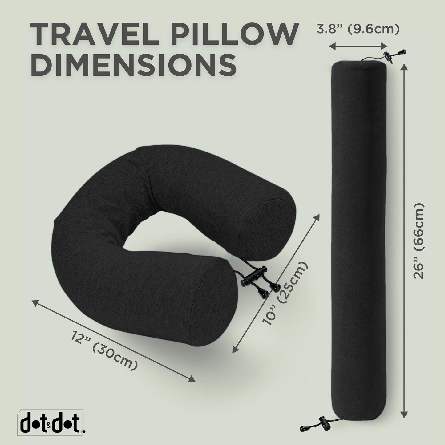 Dot&Dot Twist Memory Foam Travel Pillow for Airplanes - Travel Neck Pillow for Sleeping - Airplane Pillow for Neck Support - Adjustable, Bendable Neck Roll Pillow