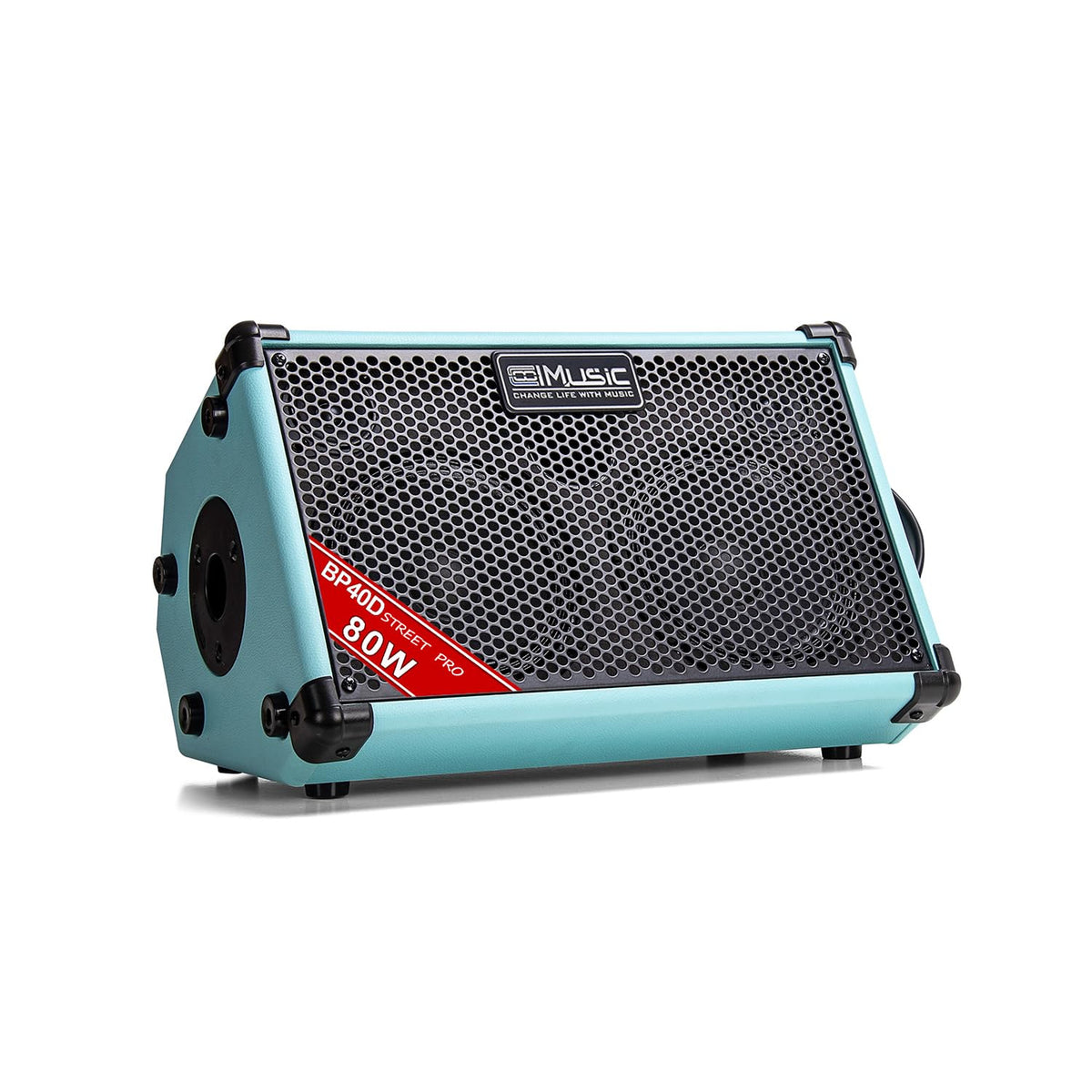 Coolmusic BP40D Powered Acoustic Guitar Amplifier- Portable Bluetooth Speaker 80W W/Battery with Reverb Chorus Delay Effect, 6 Inputs,3 Band EQ, Blue