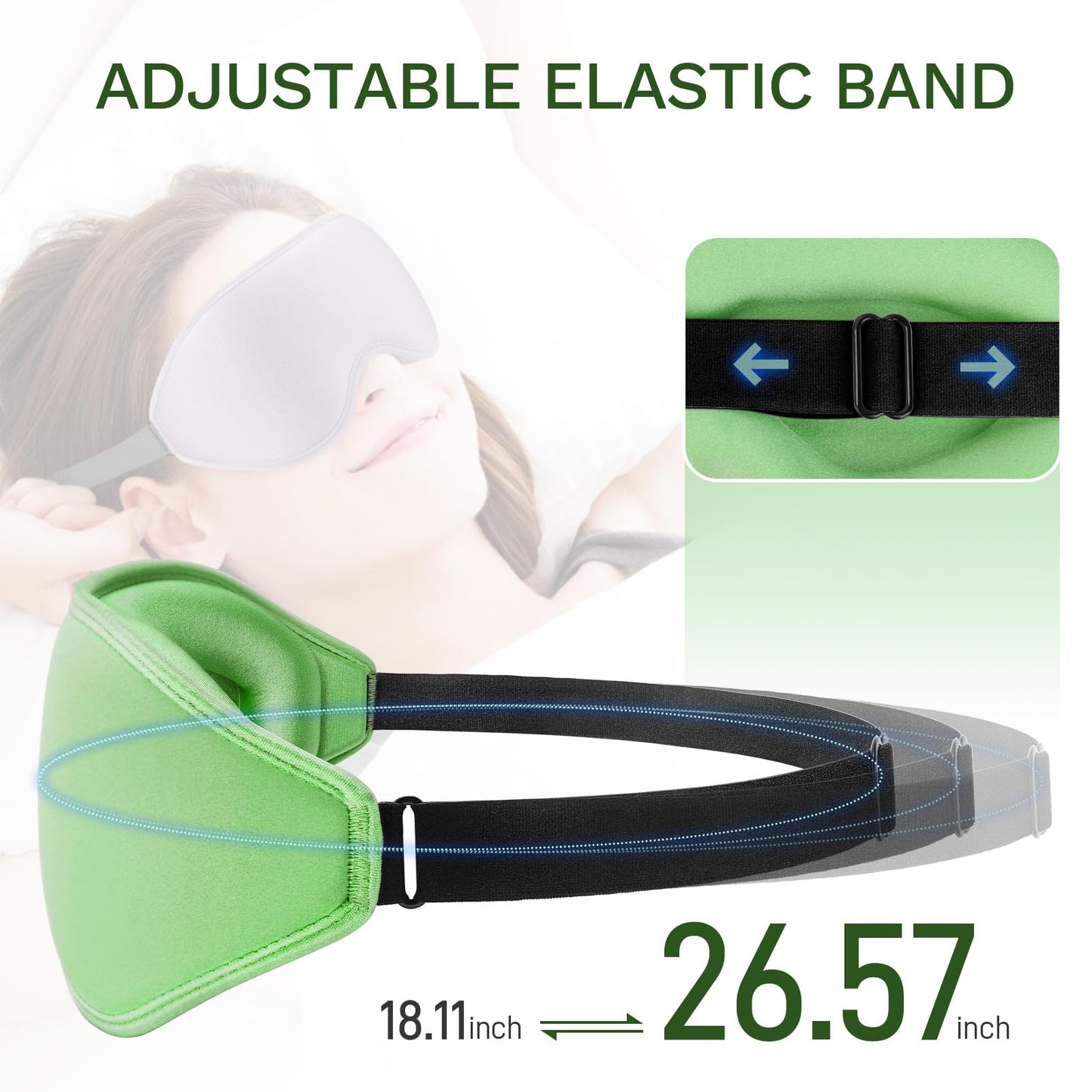 FlyCoco 3D Contoured Sleep Mask that Blocks 99% of Light (Light Green)