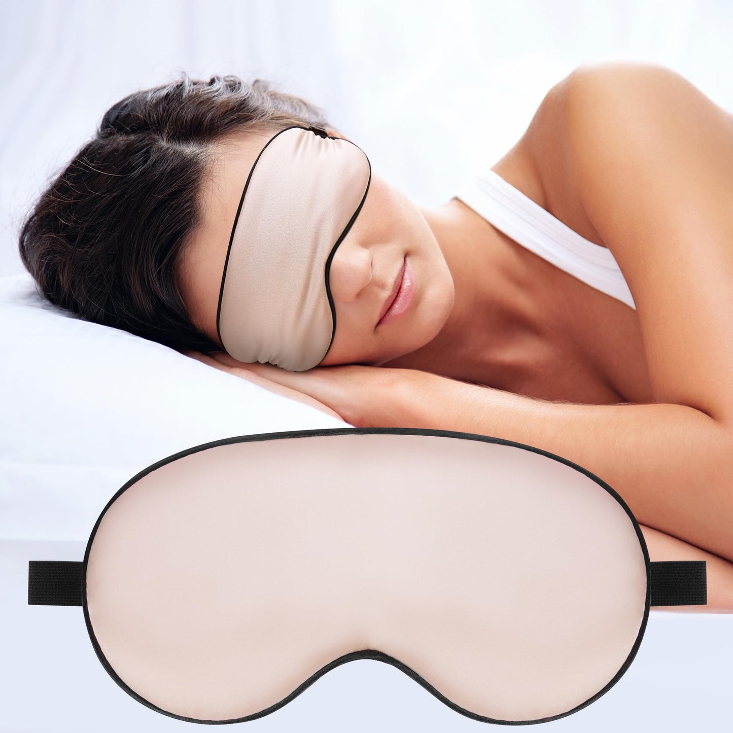 Silk Eye Sleep Mask Adjustable Strap, Comfortable & Soft Eye Mask Satin Eye Mask, Blindfold Eyeshade for Men & Women for A Full Night's Sleep (Pink)