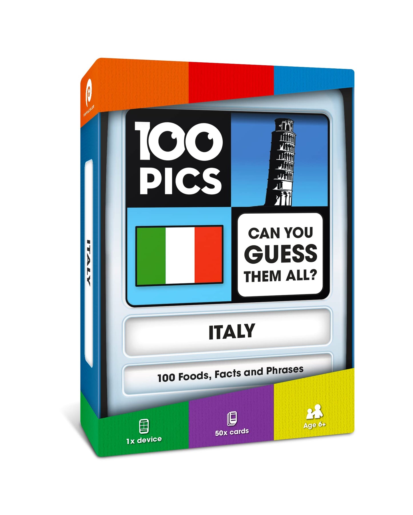 100 PICS Italy Game | Kids Games | Card Games & Fun Travel Games | Learning Resources | Card Games for Adults and Kids | Family Games | Flash Cards | Kids Travel | Ages 6+