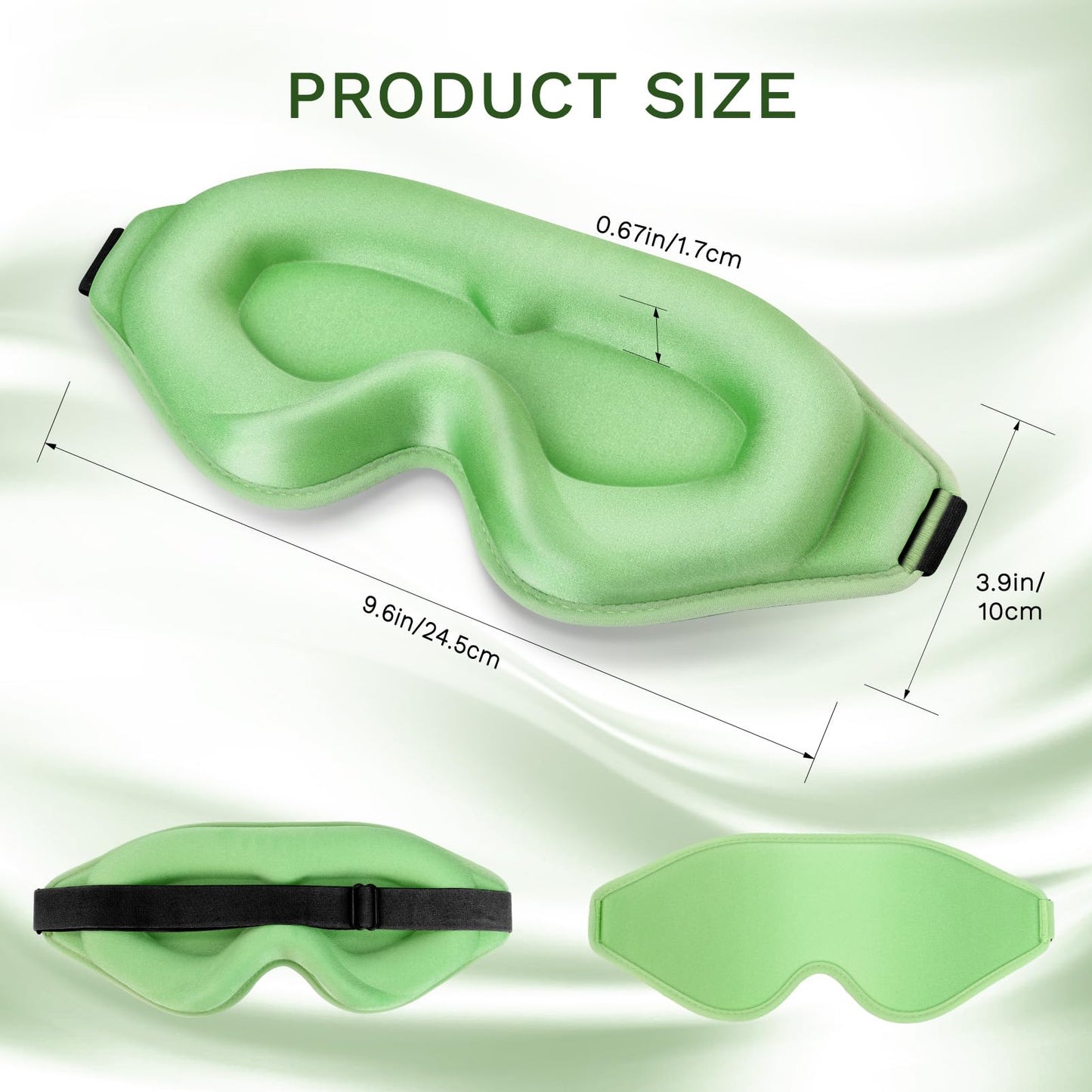 FlyCoco 3D Contoured Sleep Mask that Blocks 99% of Light (Light Green)