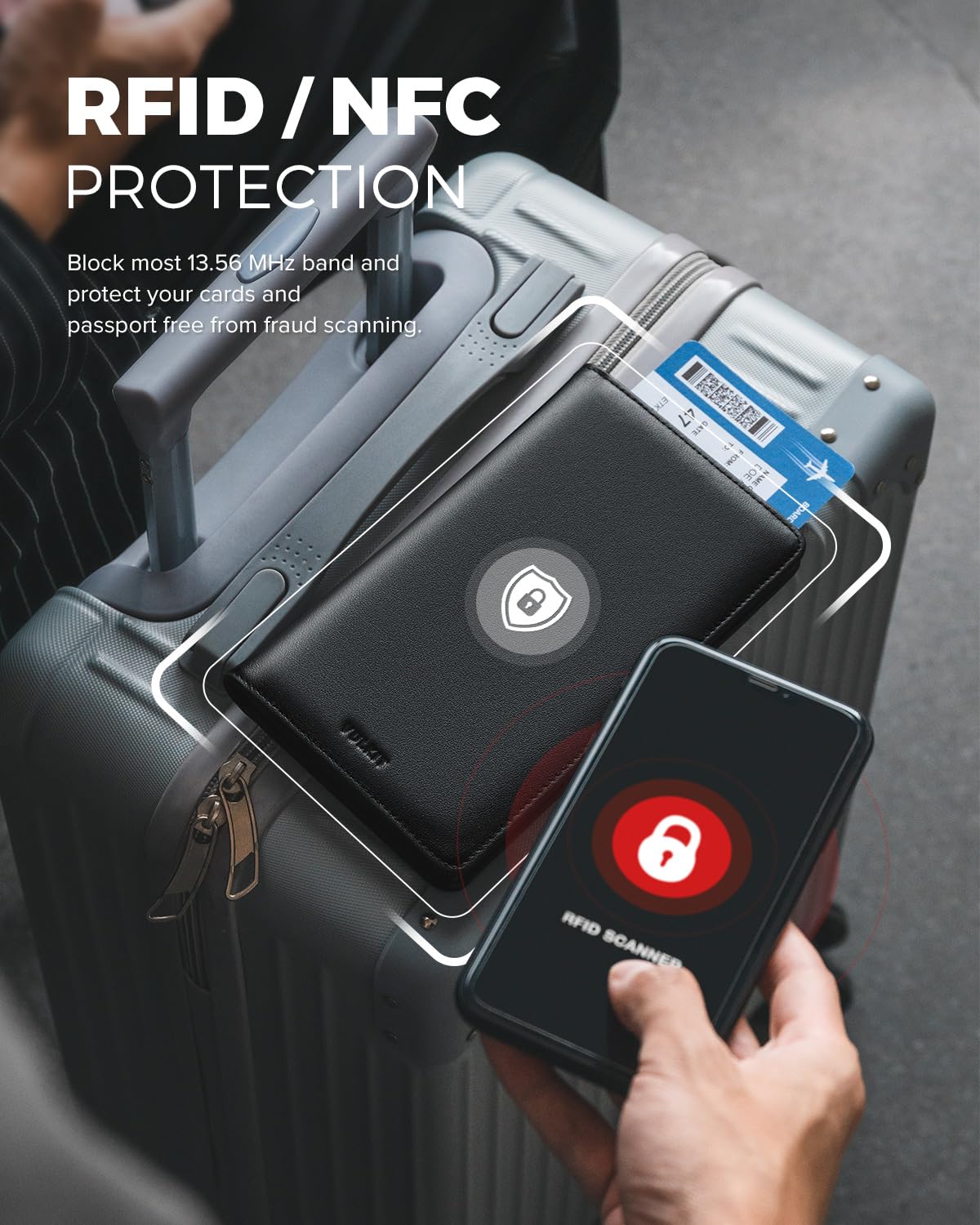 VULKIT Passport Holder Wallet Genuine Leather Top Grade RFID Blocking Travel Wallet for Men & Women