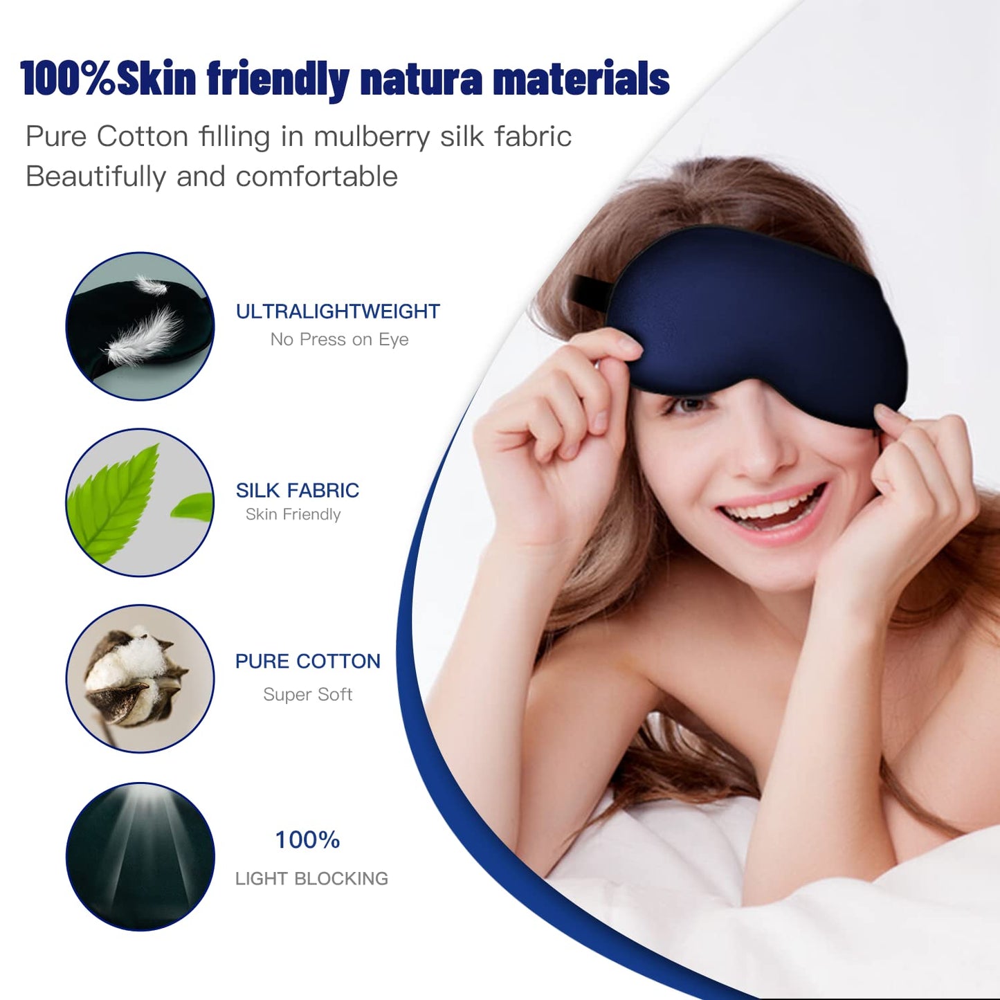 Satin Sleep Mask with Adjustable Strap (Blue)
