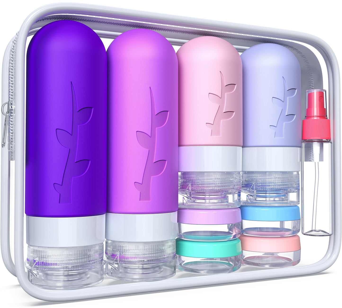 18-Piece Travel Bottle Set for Toiletries (Purple)