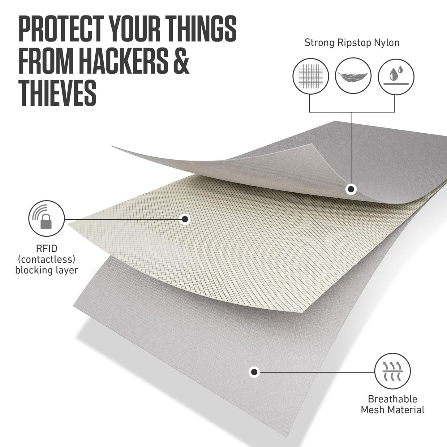 VENTURE 4TH Passport Holder Neck Wallet with RFID Blocking Nylon Lining - Hidden Neck Pouch for Travel (Sleek Silver)