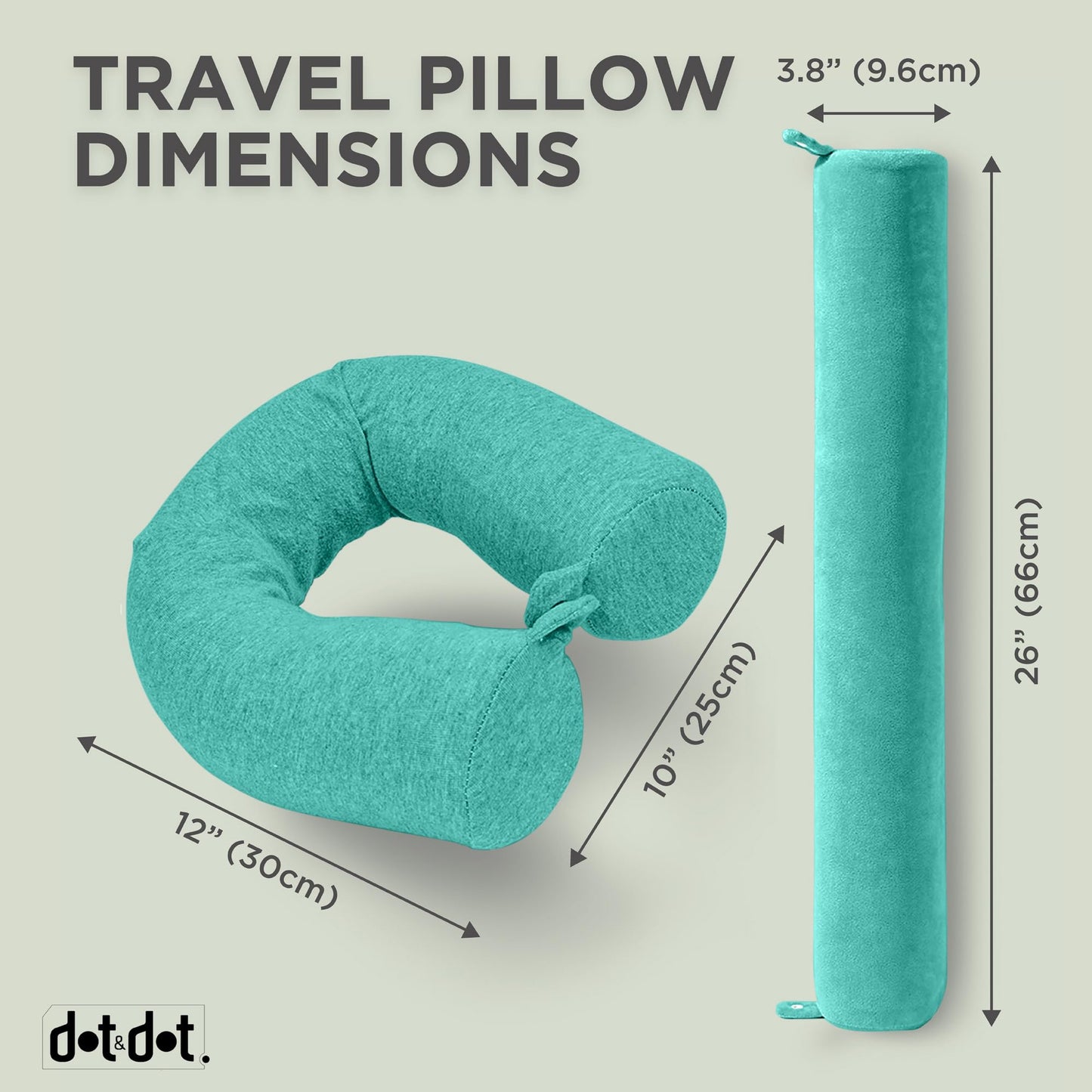 Dot&Dot Twist Memory Foam Travel Pillow for Airplanes - Travel Neck Pillow for Sleeping - Airplane Pillow for Neck Support - Adjustable, Bendable Neck Roll Pillow