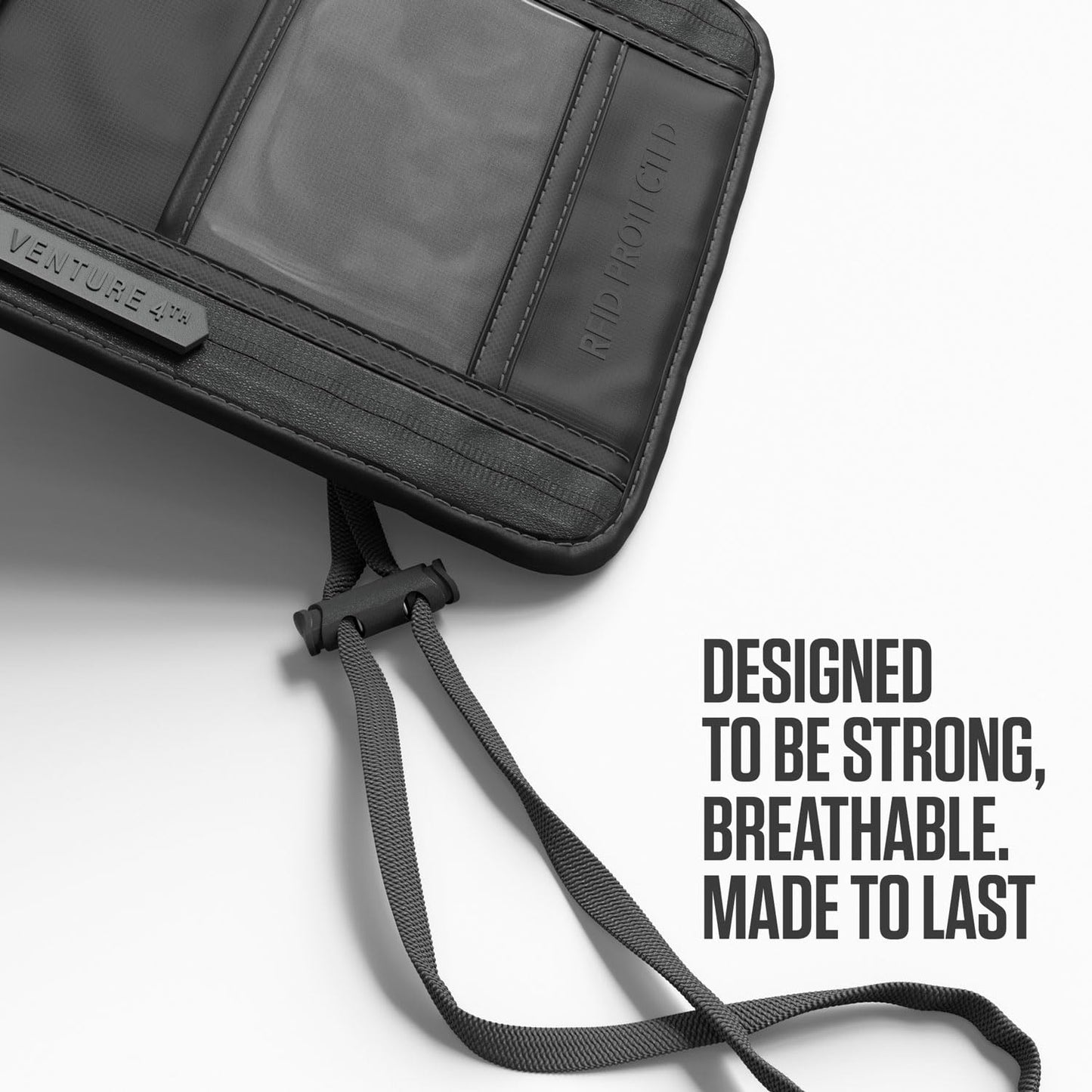 VENTURE 4TH Passport Holder Neck Wallet with RFID Blocking Nylon Lining - Hidden Neck Pouch for Travel (Sleek Gray)