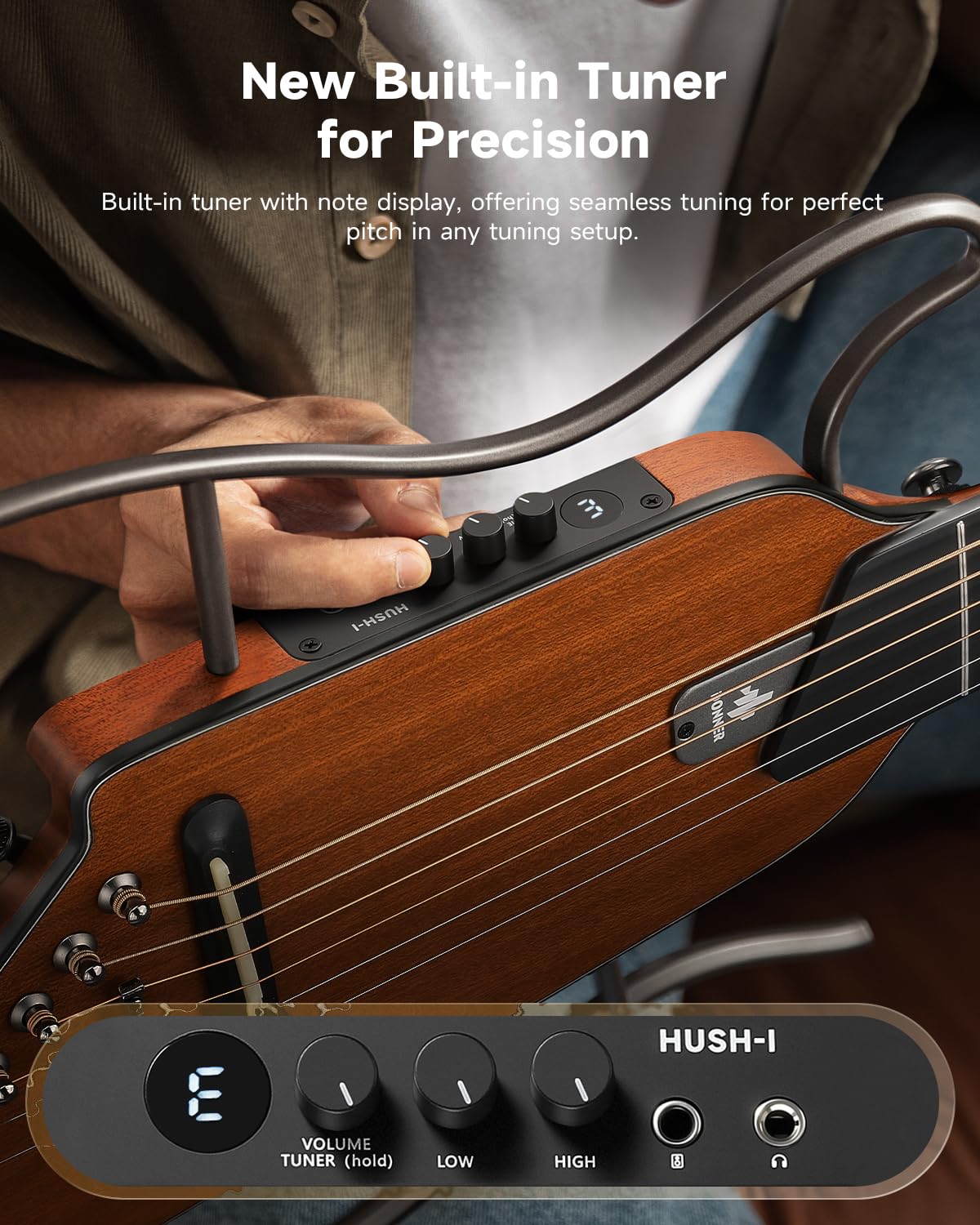 Donner HUSH I EVO2 Acoustic Electric Travel Guitar (Natural)