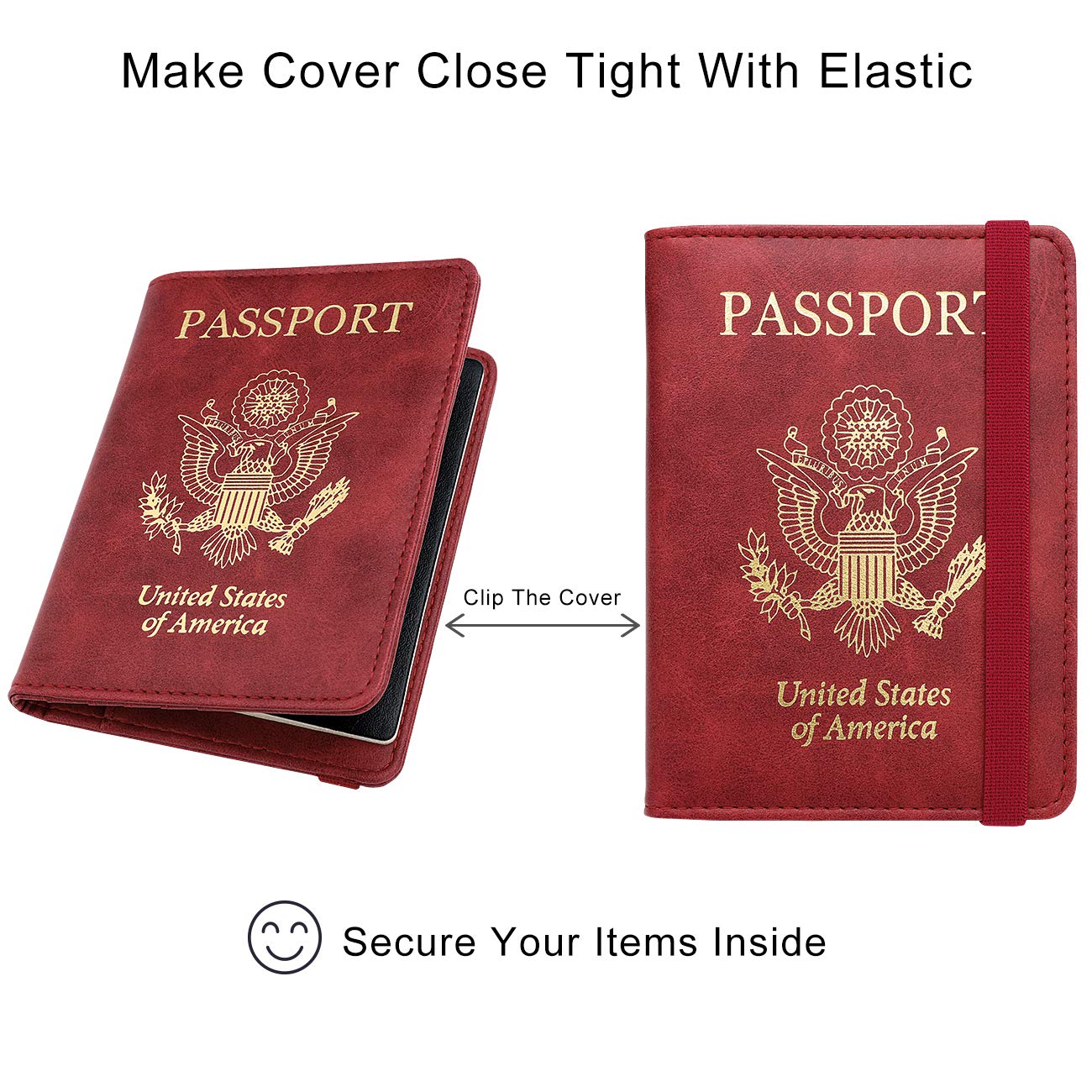 Travel Passport Wallet with RFID Shielding and Pen Slot (Red)