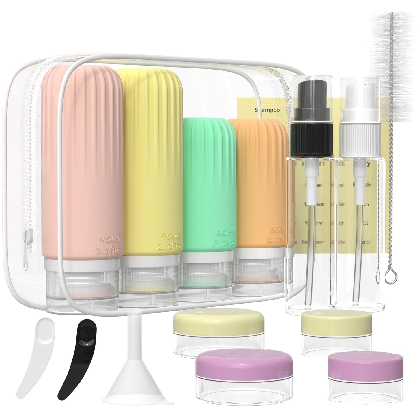 16-Pack Travel Bottle Set with Atomizer (Spring Colors)