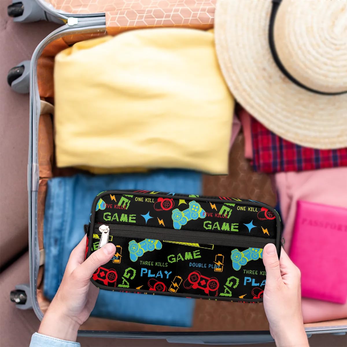 ADTASU Kids Travel Toiletry Bag Boys Toiletry Pouch Waterproof Small Dopp Kit for Kids Hanging Wash Bag Cosmetic Bag Toiletry Bag for Travel Essential