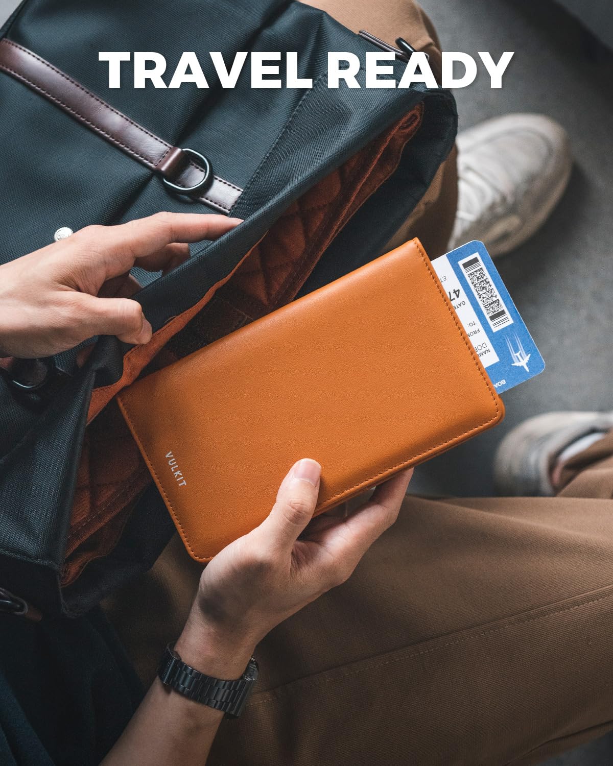 VULKIT Passport Holder Wallet Genuine Leather Top Grade RFID Blocking Travel Wallet for Men & Women