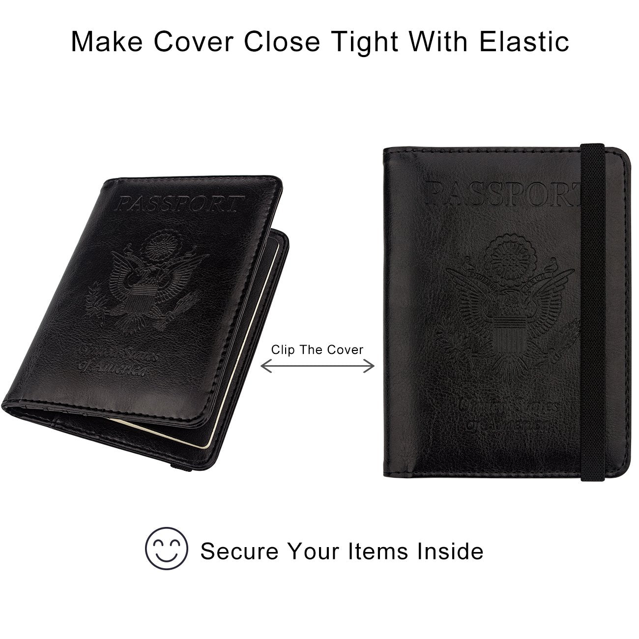 Travel Passport Wallet with RFID Shielding and Pen Slot (Black)