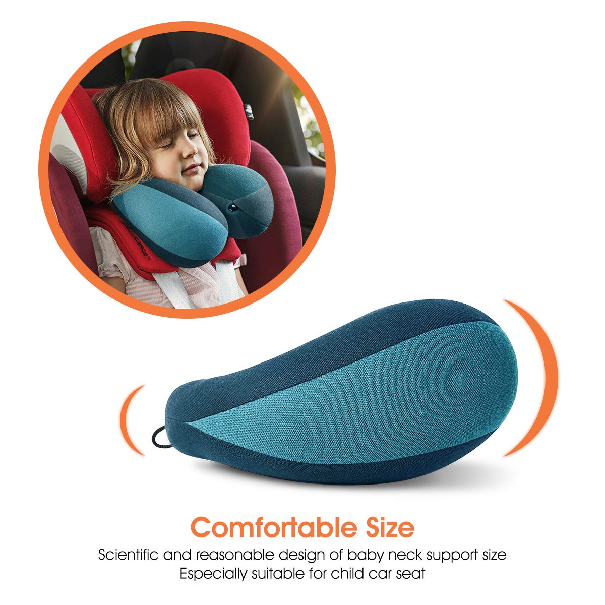 INFANZIA Chin Supporting Travel Neck Pillow, Comfortably Supports and Helps Support Head and Neck - Gifts for Toddler/Child/Kids, Blue