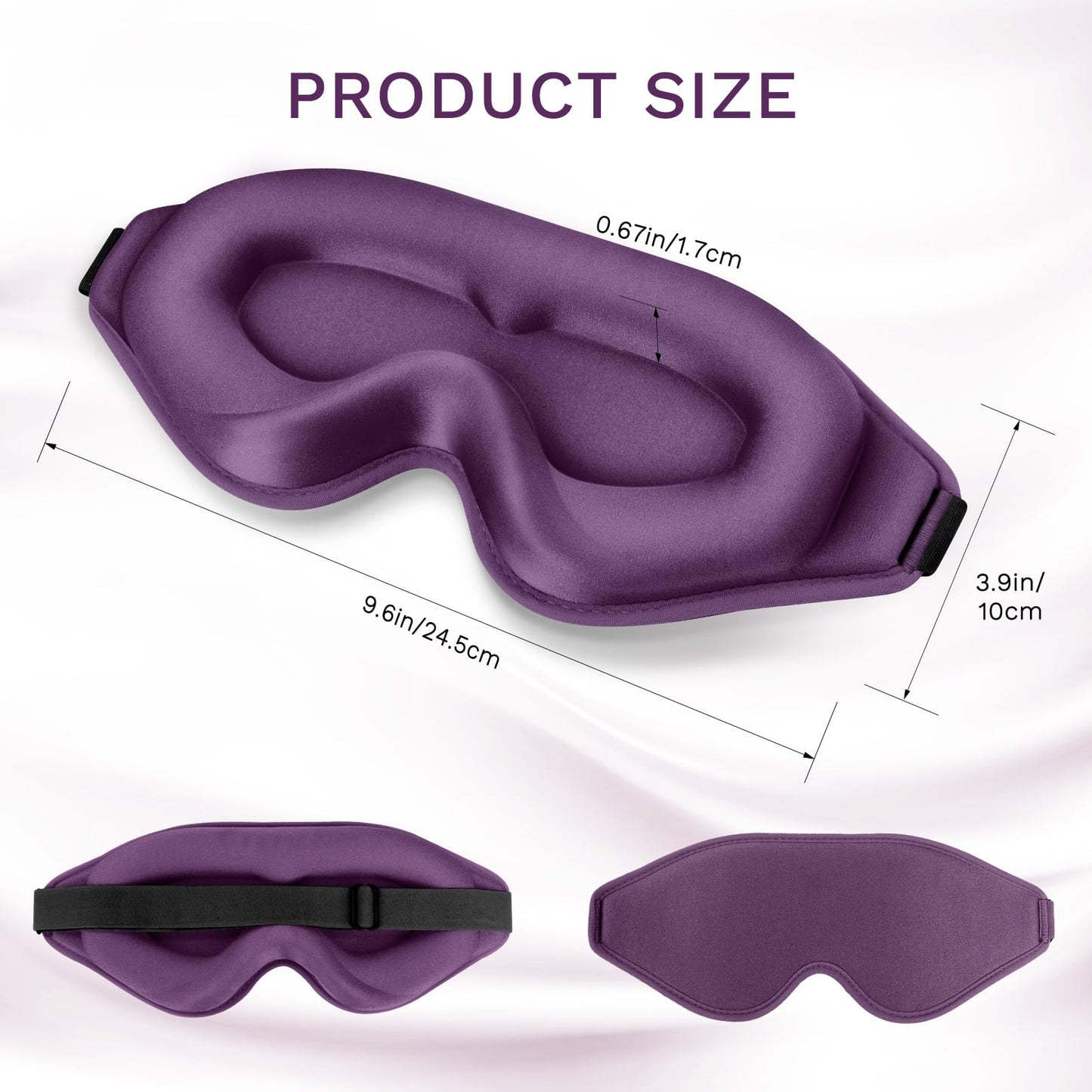 FlyCoco 3D Contoured Sleep Mask that Blocks 99% of Light (Purple)