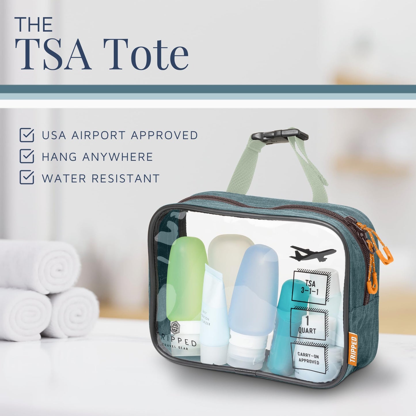 Versatile Travel Toiletry Bag Set with TSA Liquid Bag and Organizer (Green)