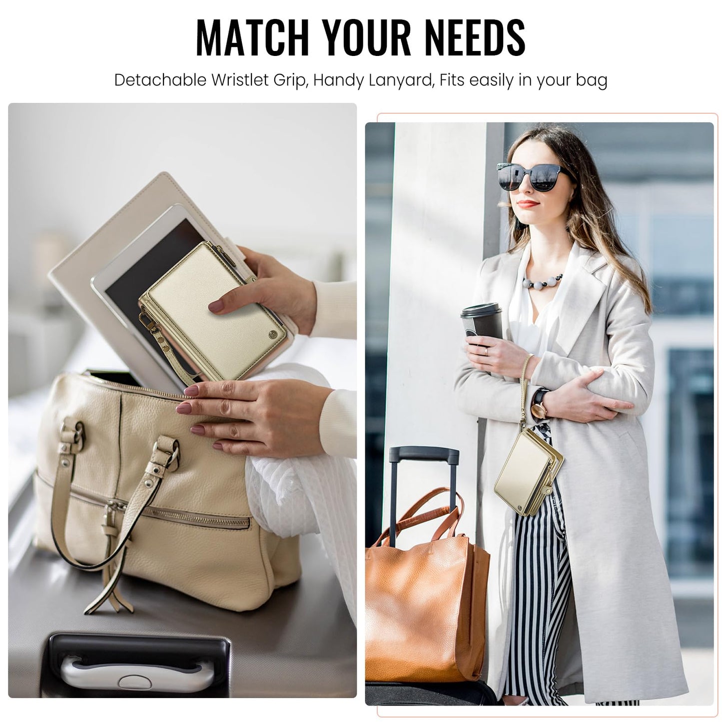 ASAPDOS Passport Holder Wallet Case Wallet for Men Women Gold