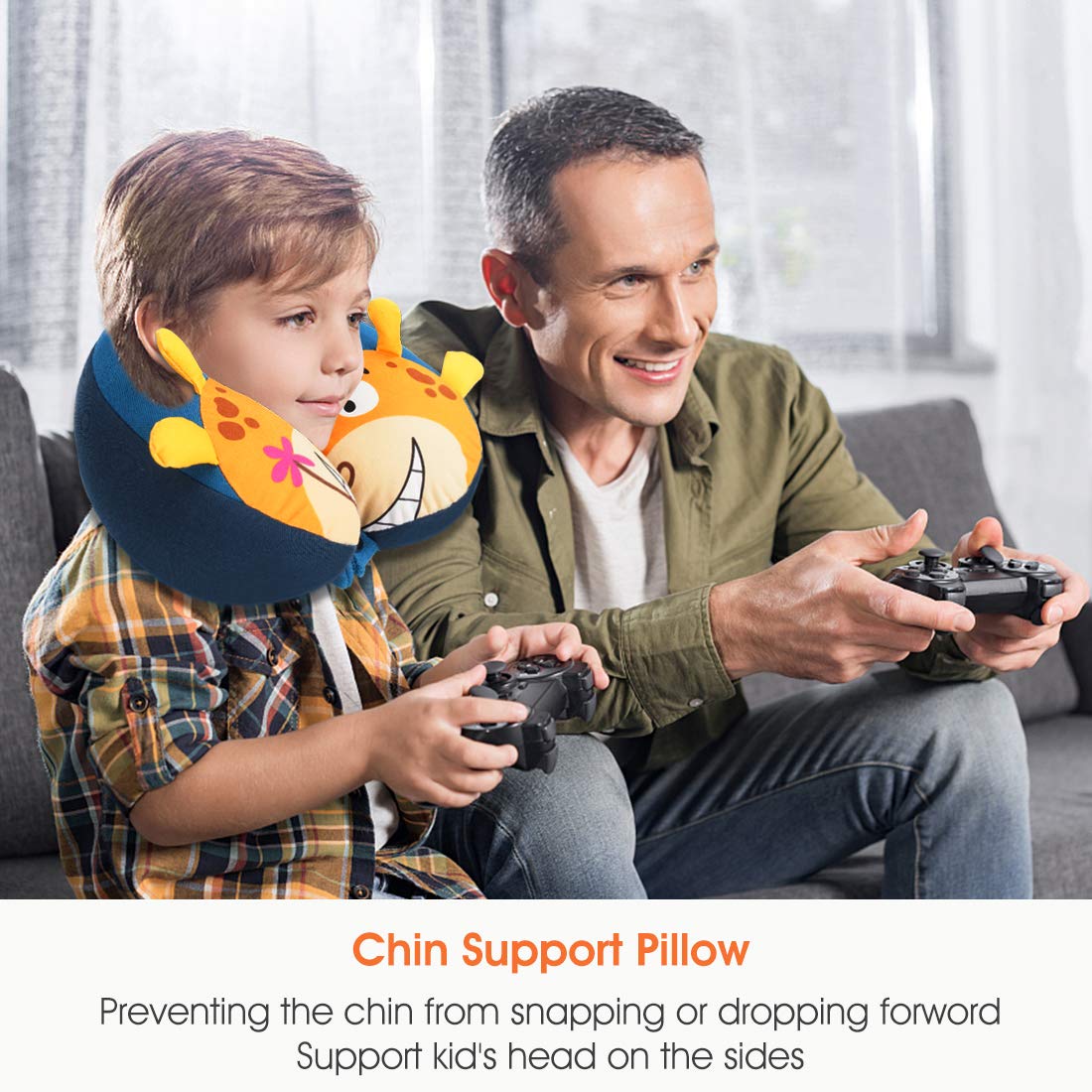 COOLBEBE Kids Travel Neck Pillow for Airplane, Toddler Neck Pillow for Traving, Comfortably Double Support for Car & Airplane, Traveling Gifts for Toddler & Children(Giraffe)