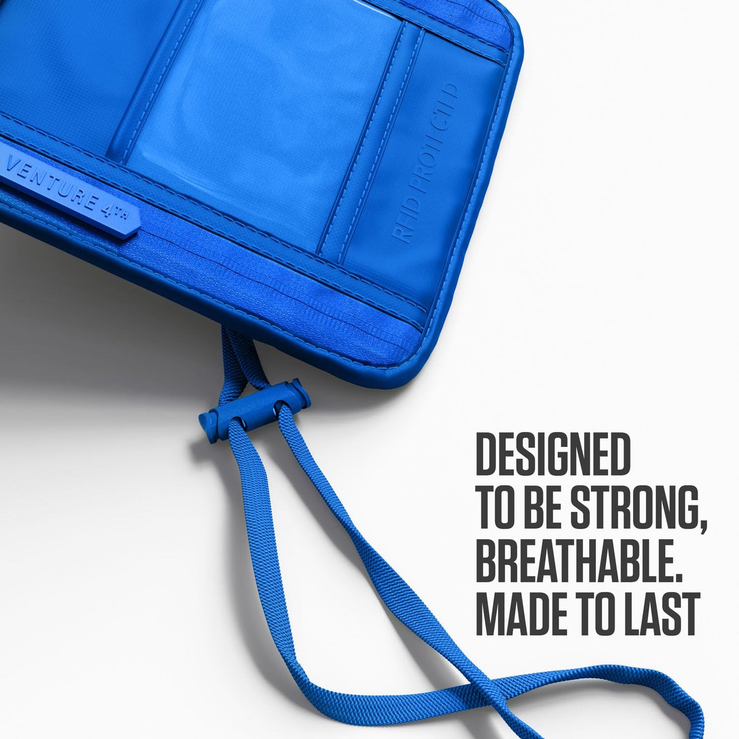 VENTURE 4TH Passport Holder Neck Wallet with RFID Blocking Nylon Lining - Hidden Neck Pouch for Travel (Sleek Blue)