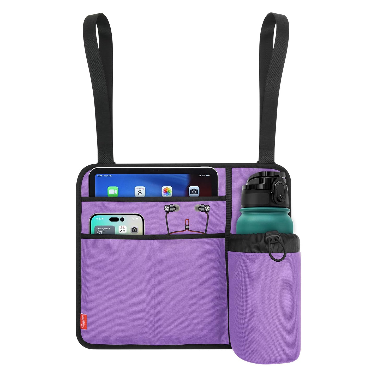 Airplane Seat Back Organizer with Hygienic Tray Table Cover (Purple)