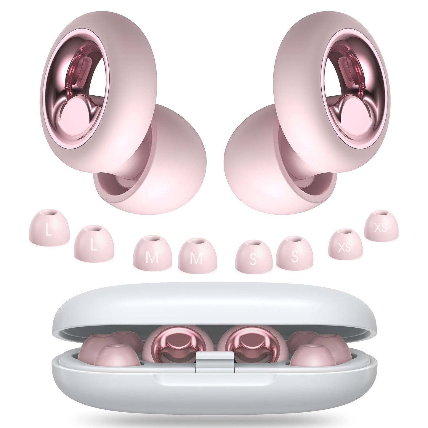 Vosaf Ear Plugs for Sleeping Noise Cancelling, Soft Ear Plugs for Concert, 45dB Reusable Ear Plugs for Noise Reduction with 8 Ear Tips, Silicone Hearing Protection Earplugs for Sleep, Work (Pink)