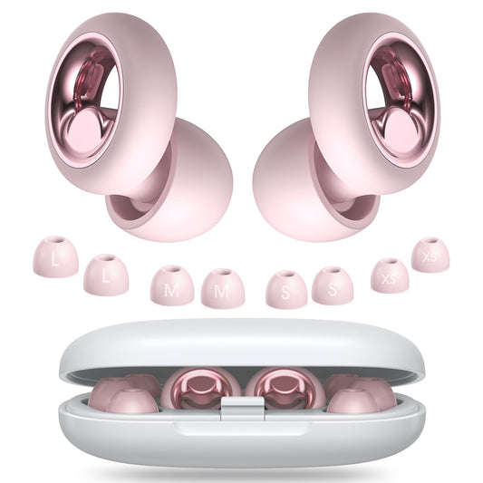 Vosaf Ear Plugs for Sleeping Noise Cancelling, Soft Ear Plugs for Concert, 45dB Reusable Ear Plugs for Noise Reduction with 8 Ear Tips, Silicone Hearing Protection Earplugs for Sleep, Work (Pink)