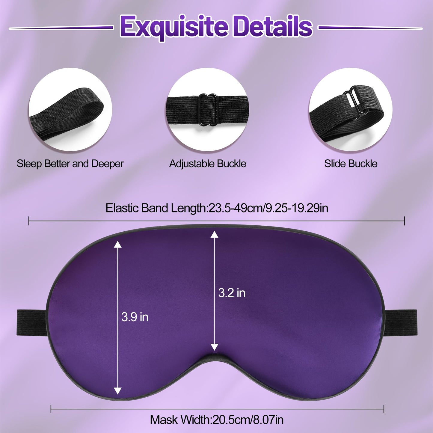 Sleep Mask, Silk Eye Mask for Sleeping with Adjustable Strap, Blindfold Eyeshade for Men & Women, Comfortable & Soft Eye Cover Eyeshade for Night Sleep (Dark Purple)