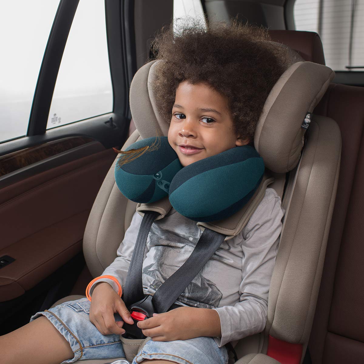 INFANZIA Chin Supporting Travel Neck Pillow, Comfortably Supports and Helps Support Head and Neck - Gifts for Toddler/Child/Kids, Blue