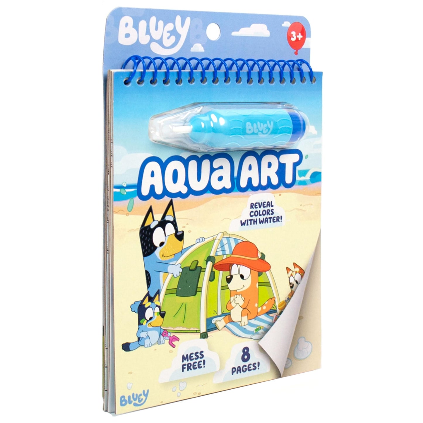 Horizon Group USA Bluey Aqua Art - Reusable Water Reveal Activity Pages With Water Pen for No-Mess Drawing and Coloring