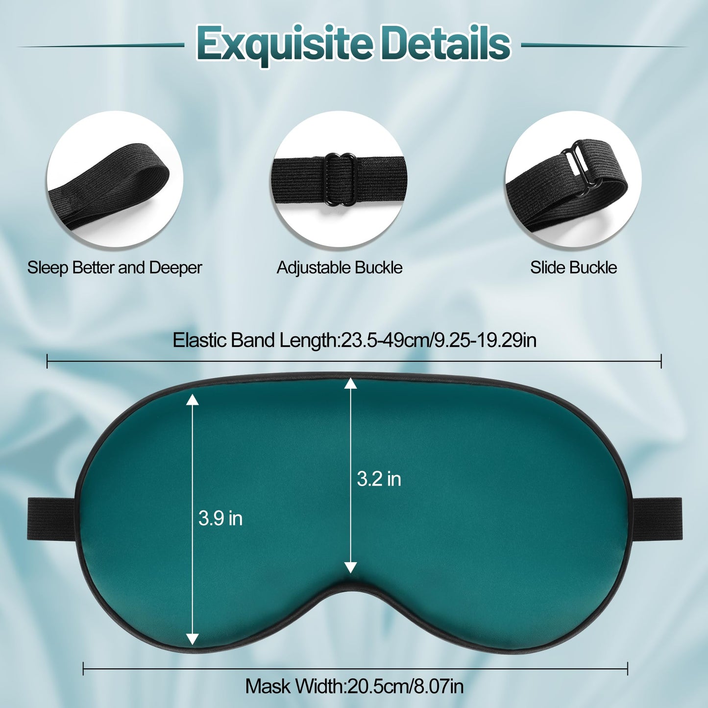 Satin Sleep Mask with Adjustable Strap (Dark Green)