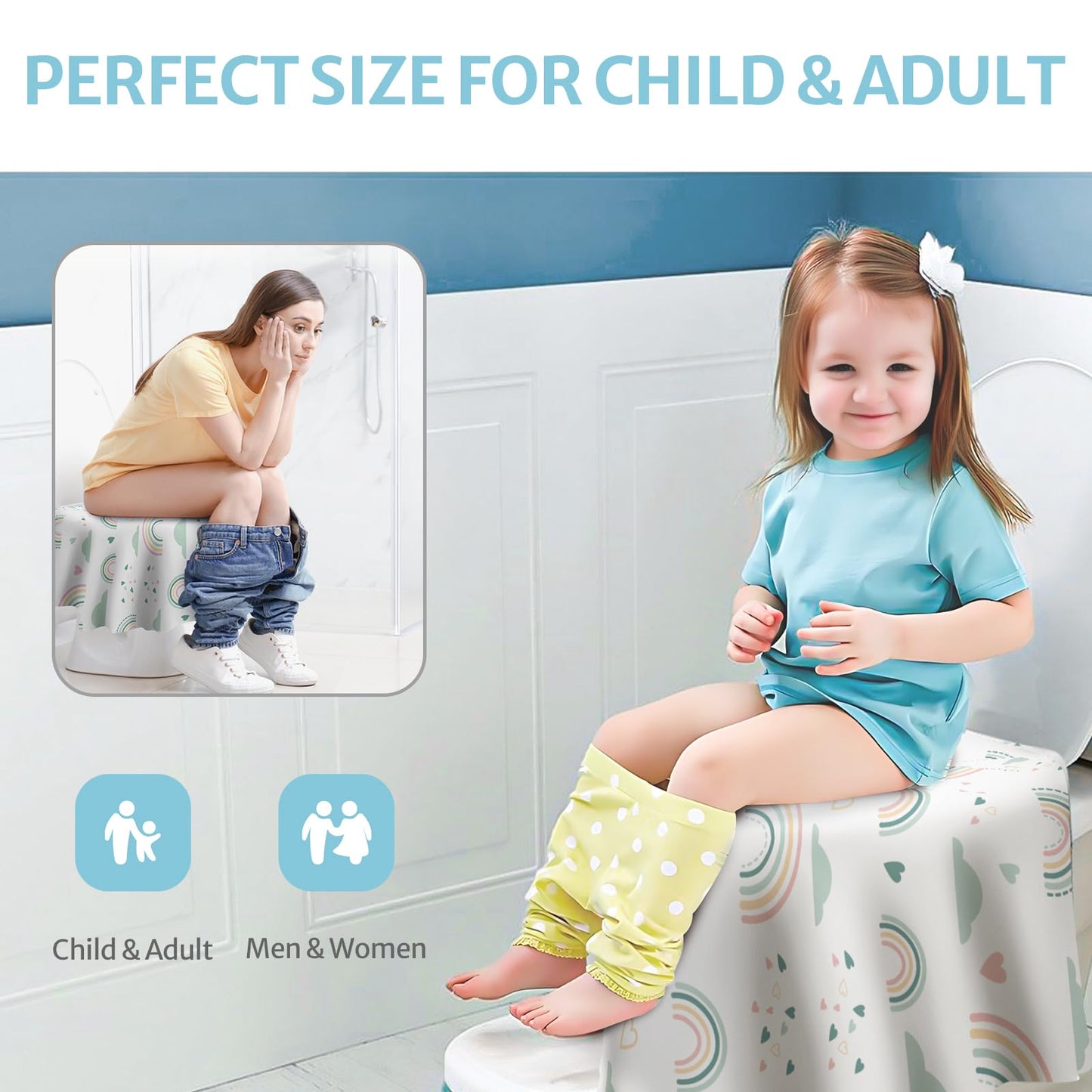 Blissful Diary 20 Pcs Toilet Seat Covers Disposable for Toddlers & Adults, Extra Large Waterproof, Portable Package for Travel, Kids Potty Training