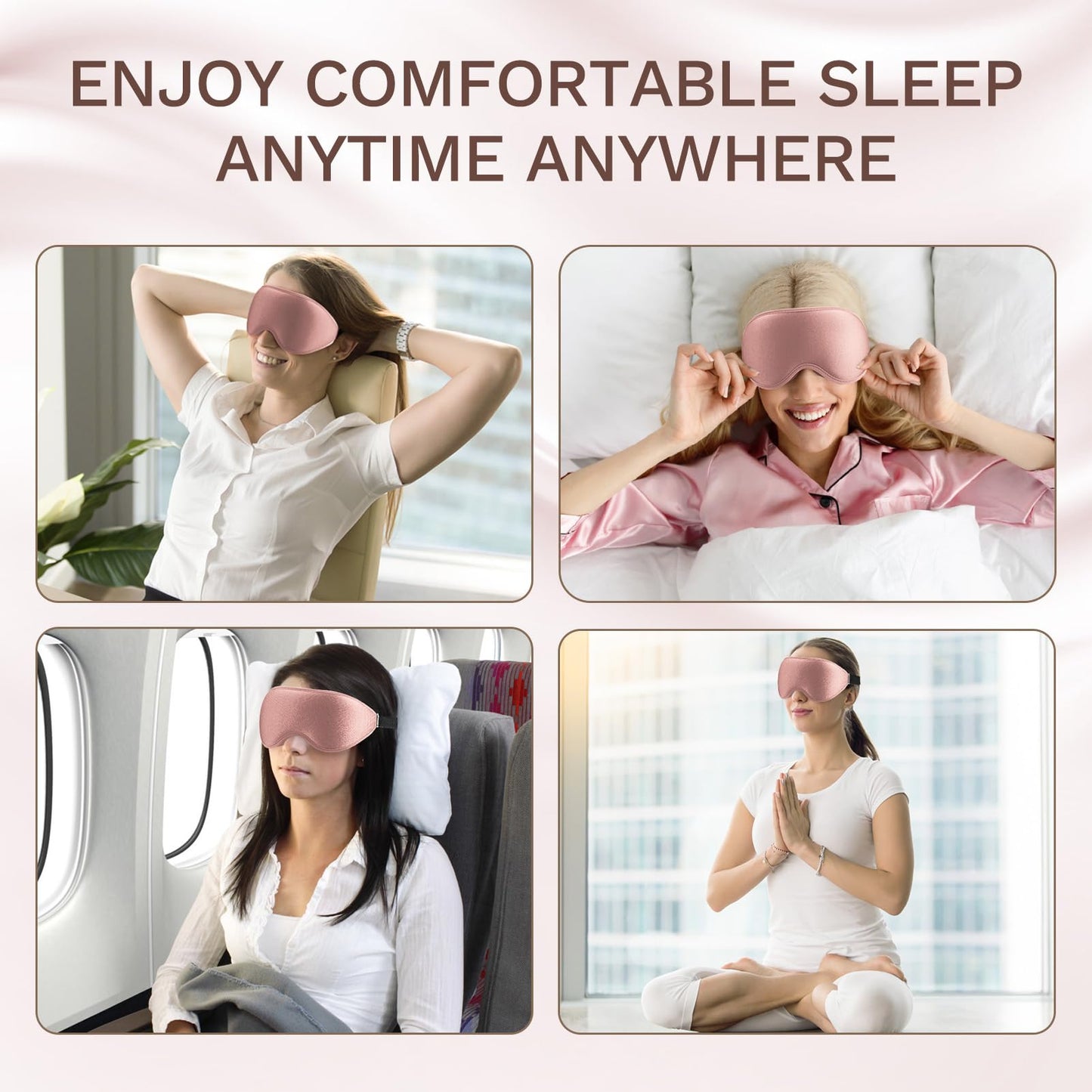 FlyCoco 3D Contoured Sleep Mask that Blocks 99% of Light (Rose)