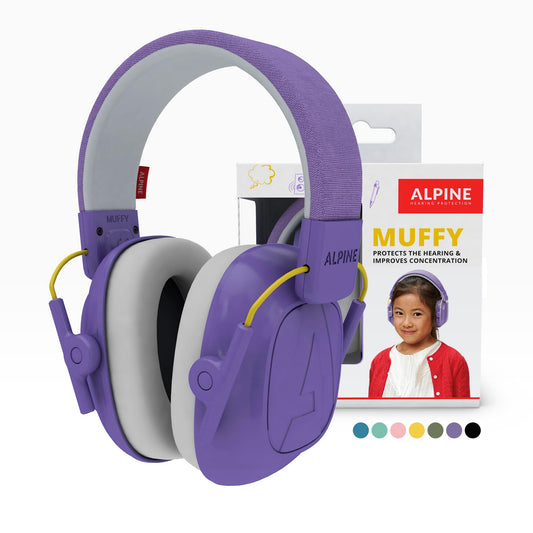 Alpine Muffy Kids - Noise Cancelling Headphones for Kids - CE & ANSI Certified - 25dB - Sensory & Concentration Aid - Purple