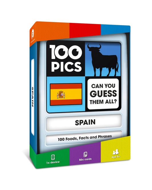 100 PICS Spain Game | Kids Games | Card Games & Fun Travel Games | Learning Resources | Card Games for Adults and Kids | Family Games | Flash Cards | Kids Travel | Ages 6+