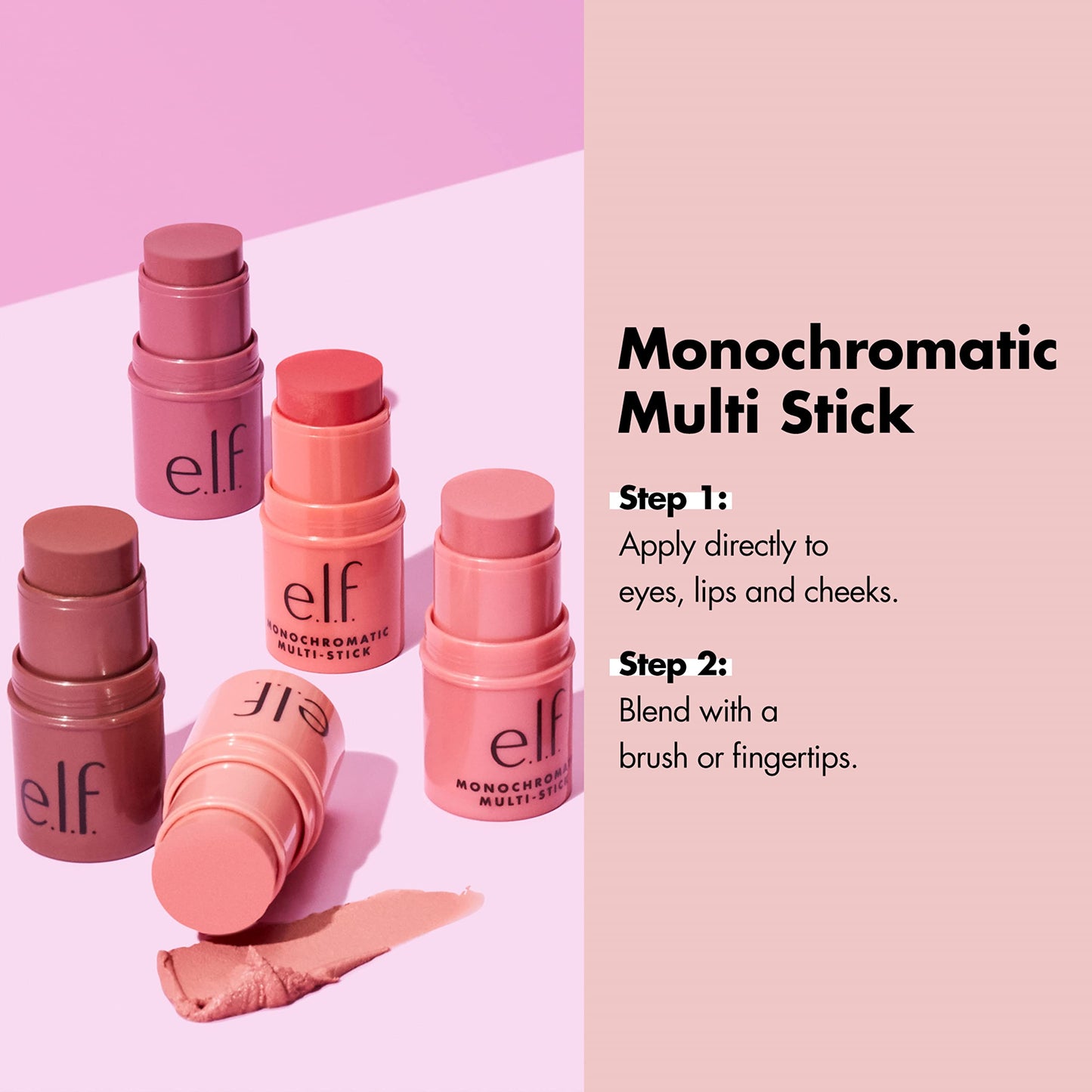 e.l.f. Monochromatic Multi Stick, Luxuriously Creamy & Blendable Color, For Eyes, Lips & Cheeks, Dazzling Peony, 0.17 Oz