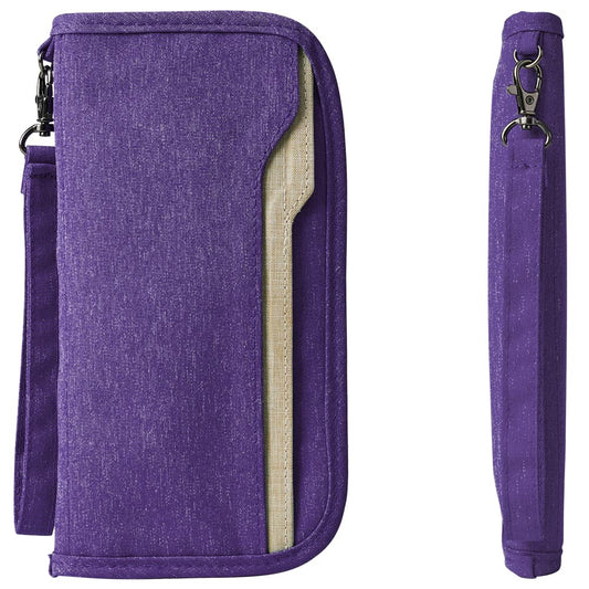 ZOPPEN Unisex Passport Wallet, Purple, Lightweight, Spacious, Scan Proof, Rfid Blocking, with Removable Keychain