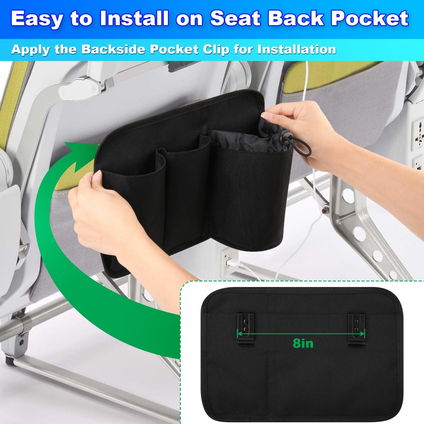 Cosmos Airplane Seat Back Pocket Organizer Car Seat Pocket Stock Storage Bag Airline Seat Pocket Hanging Holder Pouch for Holding Water Bottle, Phone, Passport & Flight Travel Essentials