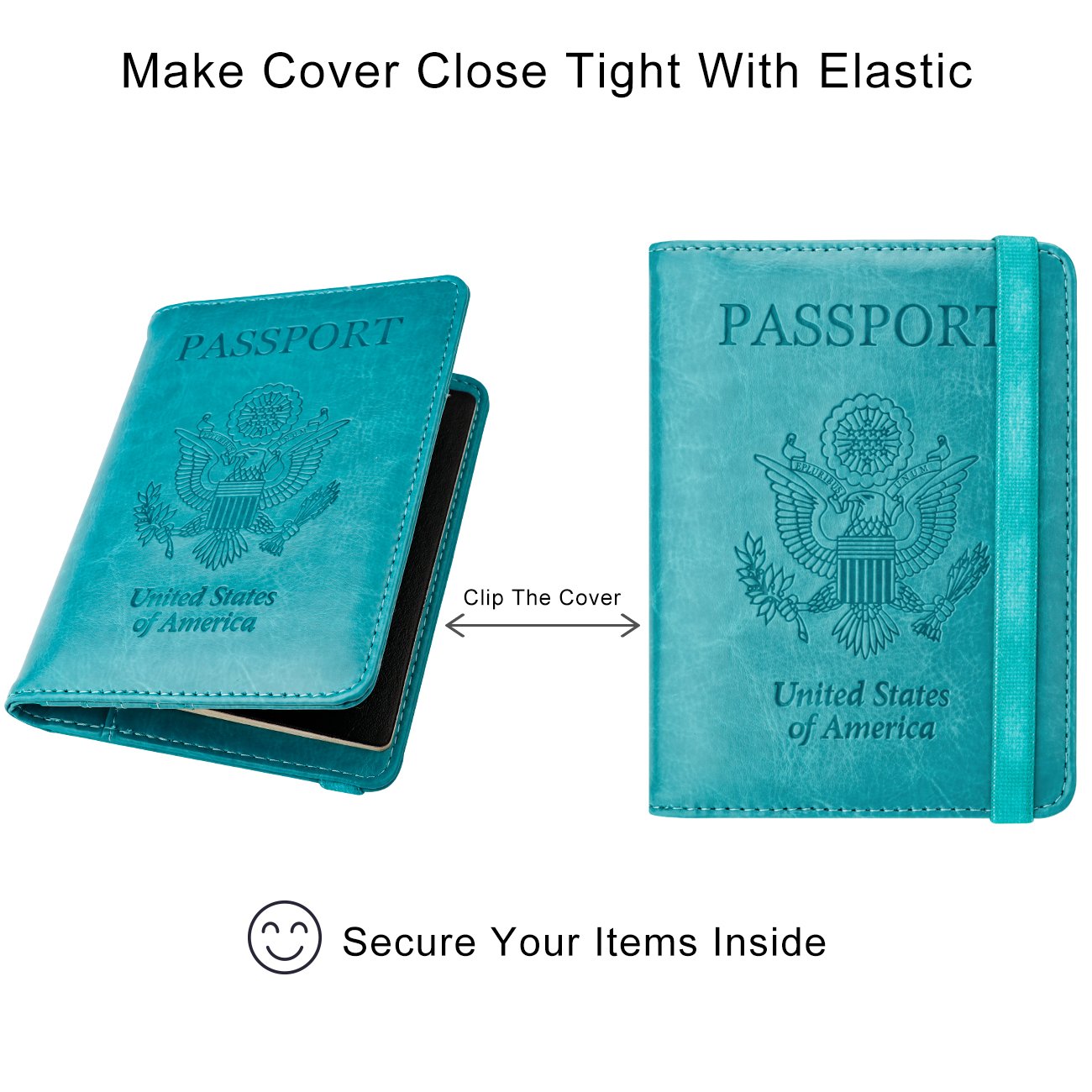 Travel Passport Wallet with RFID Shielding and Pen Slot (Turquoise Blue)