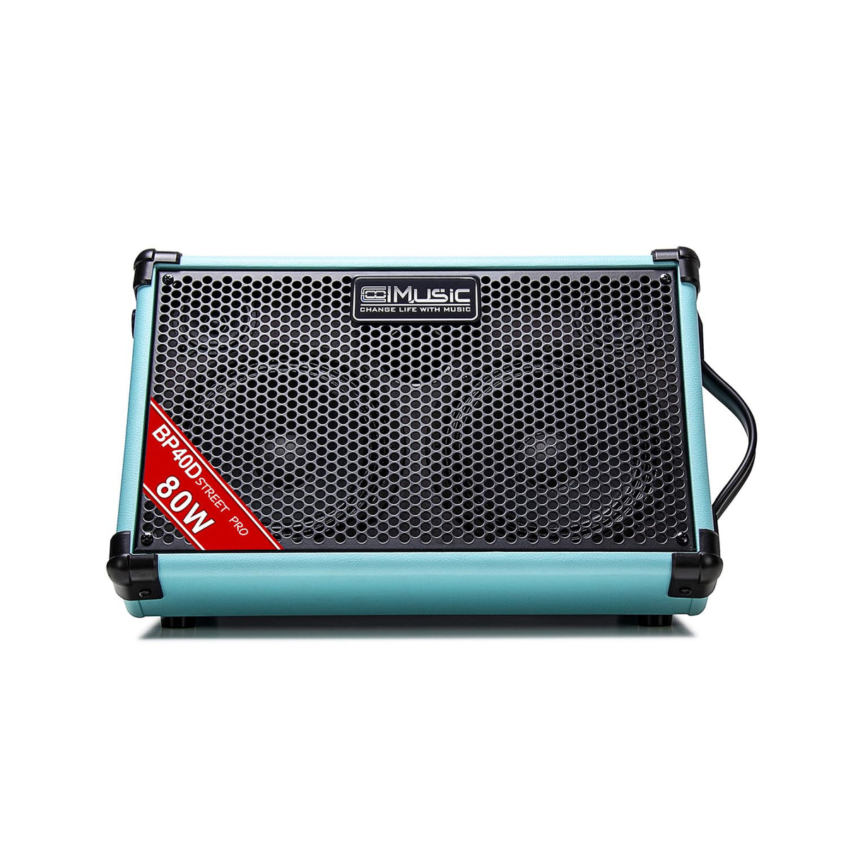 Coolmusic BP40D Powered Acoustic Guitar Amplifier- Portable Bluetooth Speaker 80W W/Battery with Reverb Chorus Delay Effect, 6 Inputs,3 Band EQ, Blue