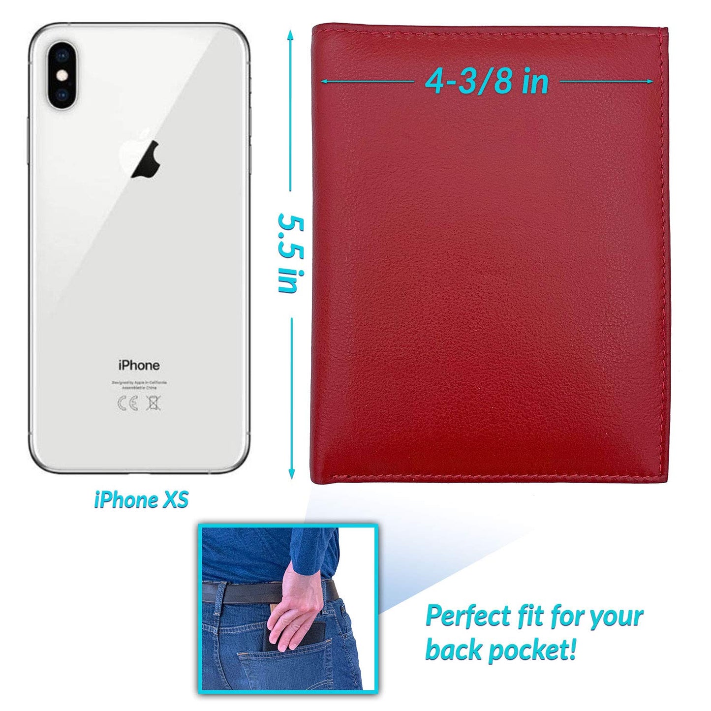 Leather RFID-Shielding Passport Holder and Wallet (Red)