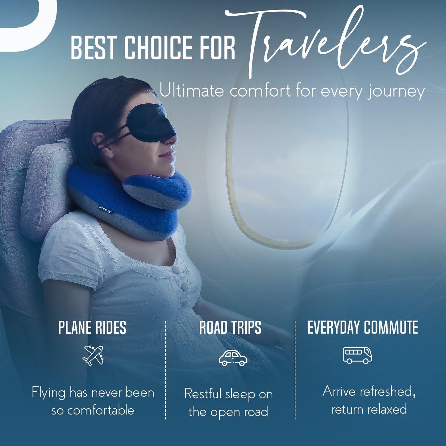 BCOZZY Travel Neck Pillow for Airplane – Patented Double Support for Head, Neck, and Chin. Best for Long Flights, Plane Sleeping, and Car Rides. Adjustable Size. Washable. Carry Bag. Large, Leopard