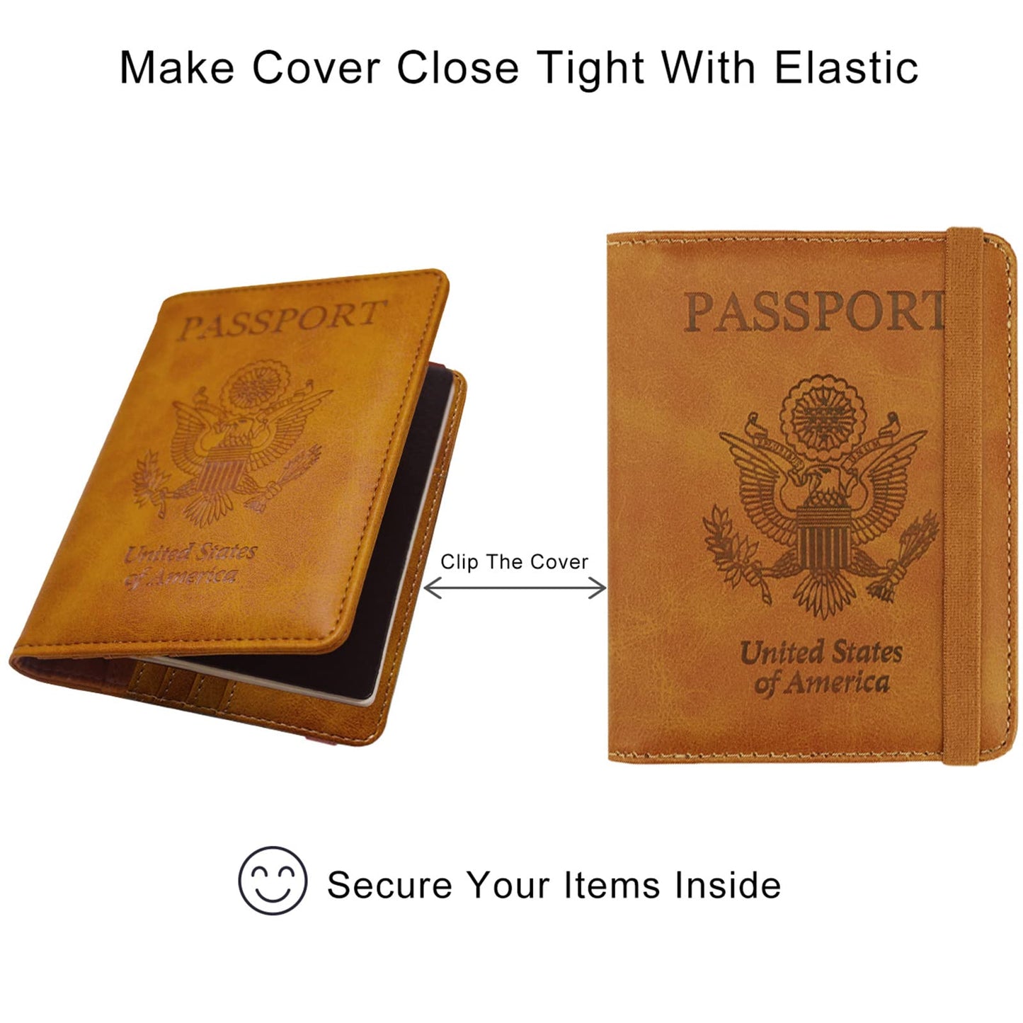 Travel Passport Wallet with RFID Shielding and Pen Slot (Brown)