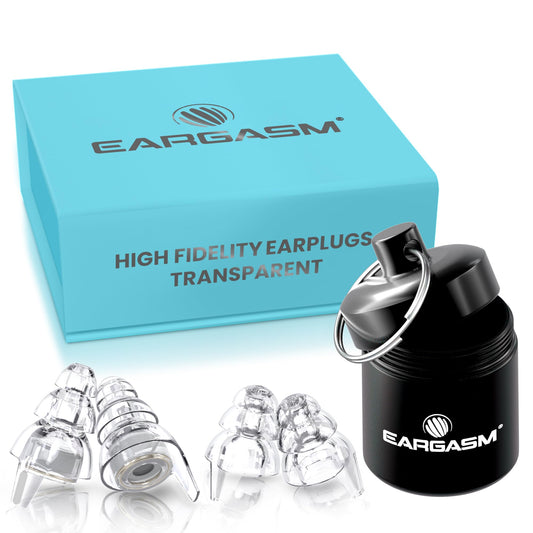 Eargasm High Fidelity Earplugs with Transparent Filters - Reusable Noise Reduction Hearing Protection Ear-Plugs with Carrying Case for Motorcycle, Concerts, Festivals, Raves, Live Events, Sports