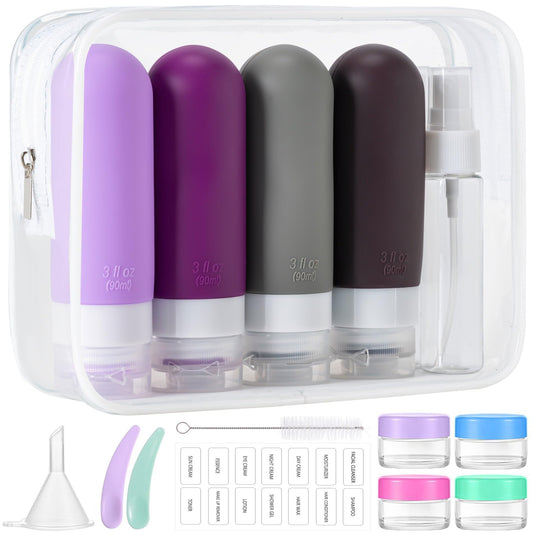 16-Piece Travel Toiletries Set with 3 oz. Bottles (Purple)