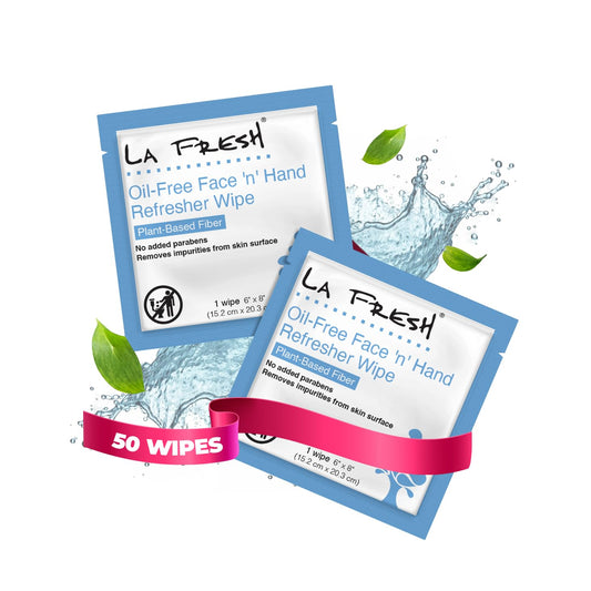 La Fresh Oil-Free Face ‘N’ Hand Refresher Wipes, Made With Natural Japanese Yuzu Scent, Pack of 50 Individually Wrapped Cleansing Wipes, Travel Essentials